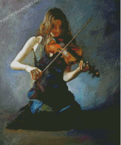 Lonely Girl Playing Violin Diamond Paintings