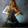 Lonely Girl Playing Violin Diamond Paintings