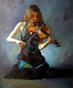 Lonely Girl Playing Violin Diamond Paintings