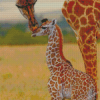 Mommy And Baby Giraffe In The Jungle Diamond Paintings