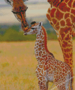 Mommy And Baby Giraffe In The Jungle Diamond Paintings