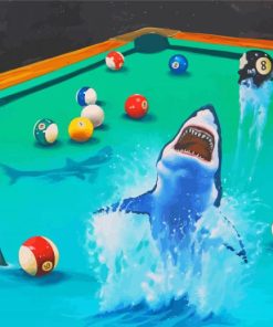 Shark In Billiard Pool Hall Diamond Paintings