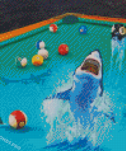 Shark In Billiard Pool Hall Diamond Paintings