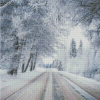 Snowy Winter Road Diamond Paintings