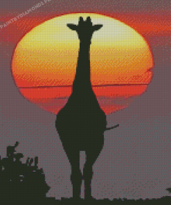 Sunset Giraffe Silhouette Diamond Painting