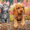 Tabby Kitten And Golden Spaniel Puppy Diamond Painting