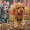 Tabby Kitten And Golden Spaniel Puppy Diamond Painting