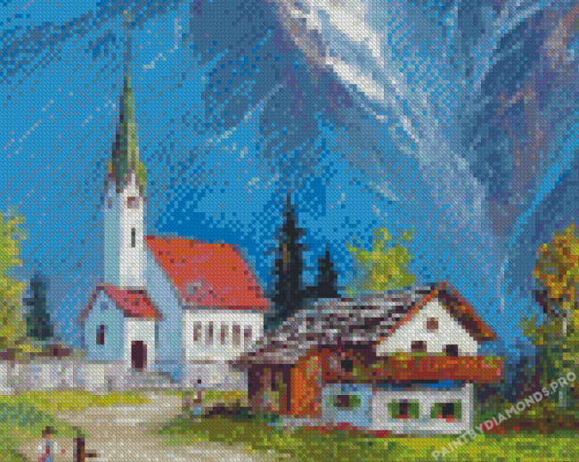 Vintage Alpine Village Diamond Painting