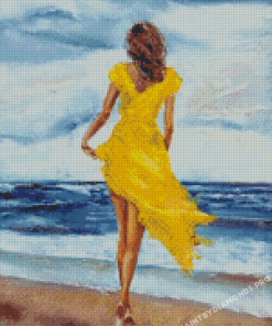 Woman In A Yellow Dress Diamond Paintings