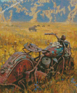 Abandoned Old Motorcycle Diamond Painting