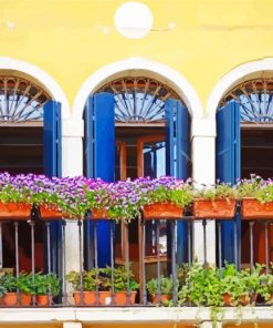 Aesthetic Flower Balcony Italy Diamond Paintings