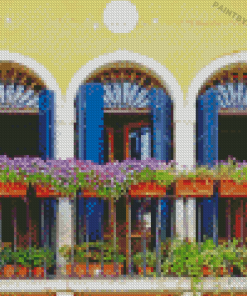 Aesthetic Flower Balcony Italy Diamond Paintings