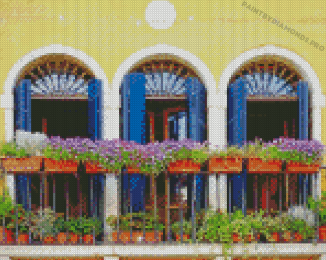 Aesthetic Flower Balcony Italy Diamond Paintings