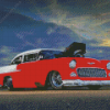 Antique Red 55 Chevy Car Diamond Painting