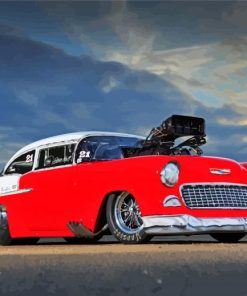 Antique Red 55 Chevy Car Diamond Painting