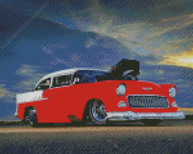 Antique Red 55 Chevy Car Diamond Painting