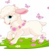 Baby Lamb And Butterflies Diamond Painting