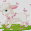 Baby Lamb And Butterflies Diamond Painting