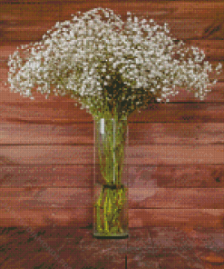 Babys Breath Gypsophila Glass Vase Diamond Paintings