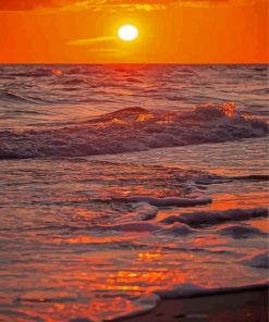 Baltic Sea Sunset With Ocean Wave Diamond Painting