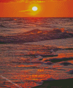 Baltic Sea Sunset With Ocean Wave Diamond Painting