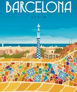 Barcelona Spain Travel Poster Diamond Paintings