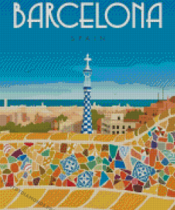 Barcelona Spain Travel Poster Diamond Paintings