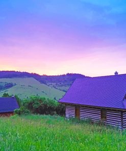 Beautiful Cottages Sunset Diamond Paintings