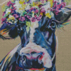 Black And White Cow Wearing Flower Crown Diamond Paintings