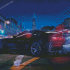 Black C7 Corvette In The Street Diamond Painting