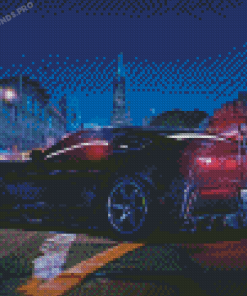 Black C7 Corvette In The Street Diamond Painting