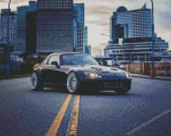 Black Honda S2000 With City View Diamond Painting