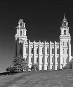 Black And White Manti Utah Temple Diamond Painting