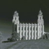 Black And White Manti Utah Temple Diamond Painting