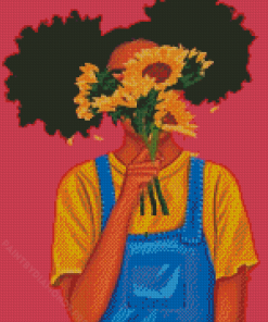 Black Woman With Sunflowers Diamond Painting