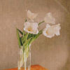 Blooming White Flowers In Glass Vase Diamond Paintings