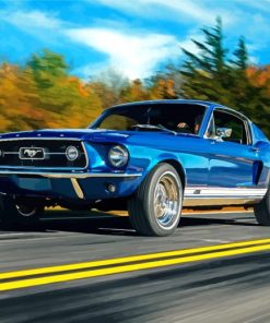 Blue Ford Mustang Classic Car Diamond Painting