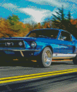 Blue Ford Mustang Classic Car Diamond Painting