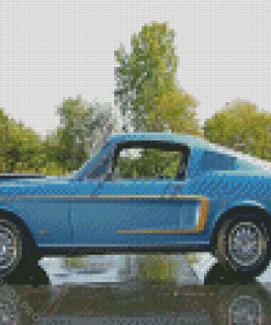 Blue Classic Ford Mustang Diamond Painting