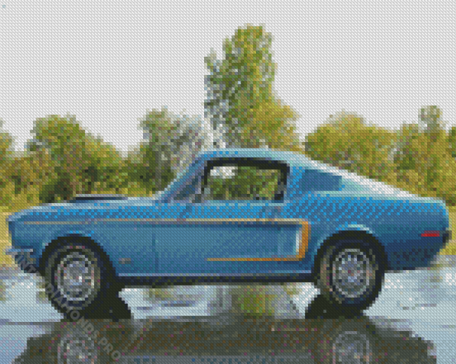 Blue Classic Ford Mustang Diamond Painting