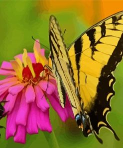 Butterfly And Bee On Flower Diamond Painting