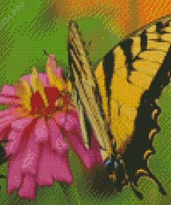 Butterfly And Bee On Flower Diamond Painting