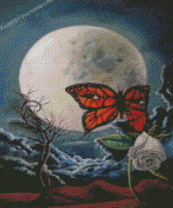 Butterfly And Moon Diamond Painting