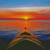 Canoe At Sunset Landscape Diamond Painting