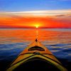 Canoe At Sunset Landscape Diamond Painting