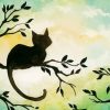 Cat Sitting On Branch Of Tree Diamond Paintings