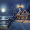 Christmas Lighthouse Seascape Diamond Painting