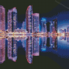 Dubai At Night Water Reflection Diamond Painting