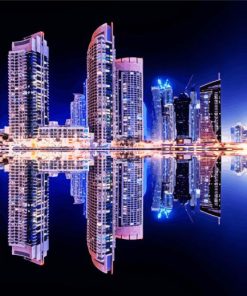 Dubai At Night Water Reflection Diamond Painting