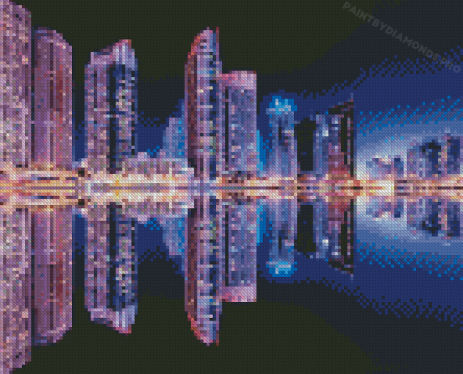 Dubai At Night Water Reflection Diamond Painting